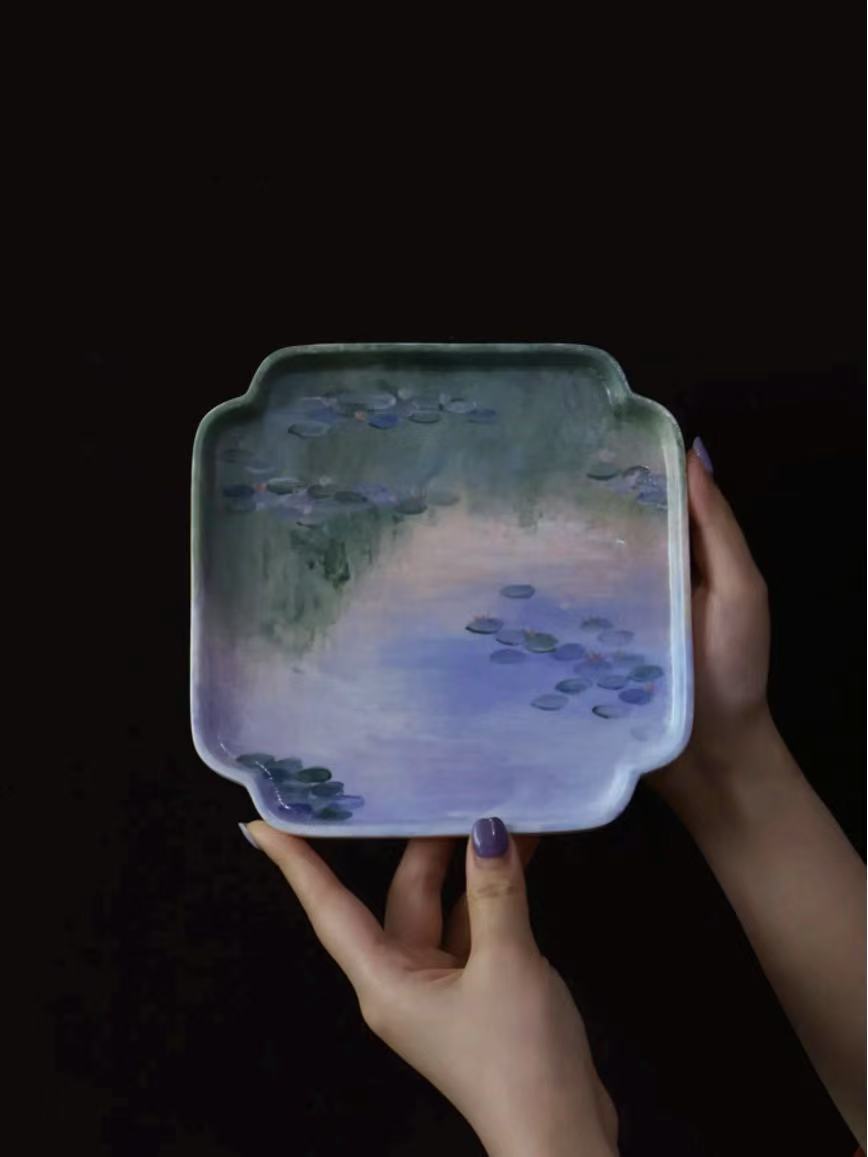 Hand-Painted Decorative Plate – Monet Water Lilies
