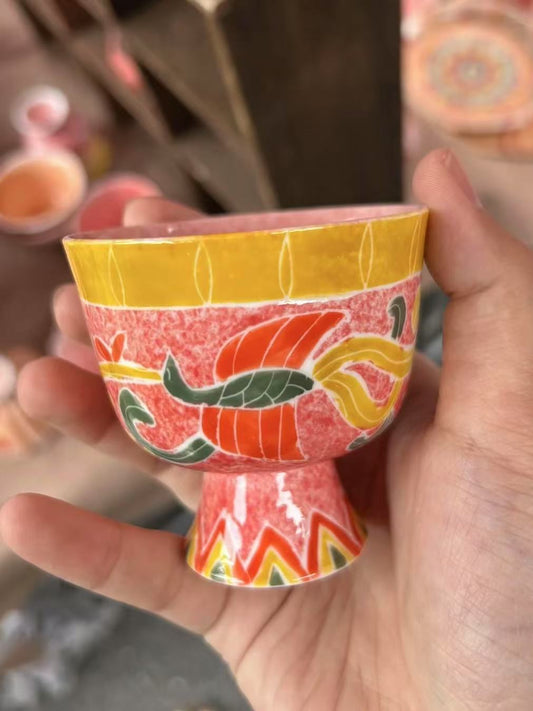 Petite Footed Cup Series - Phoenix Scroll