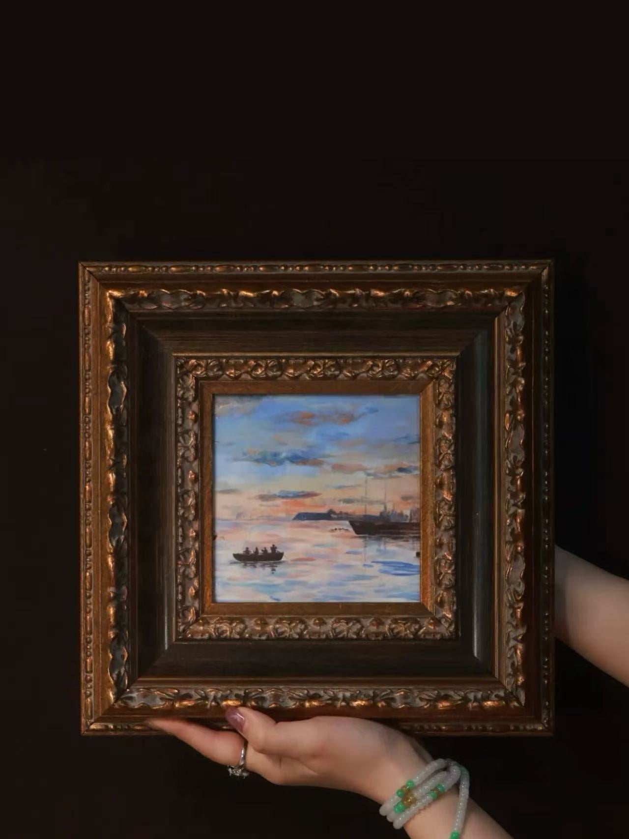 Fishing Boats at Dusk – After Eugène Boudin