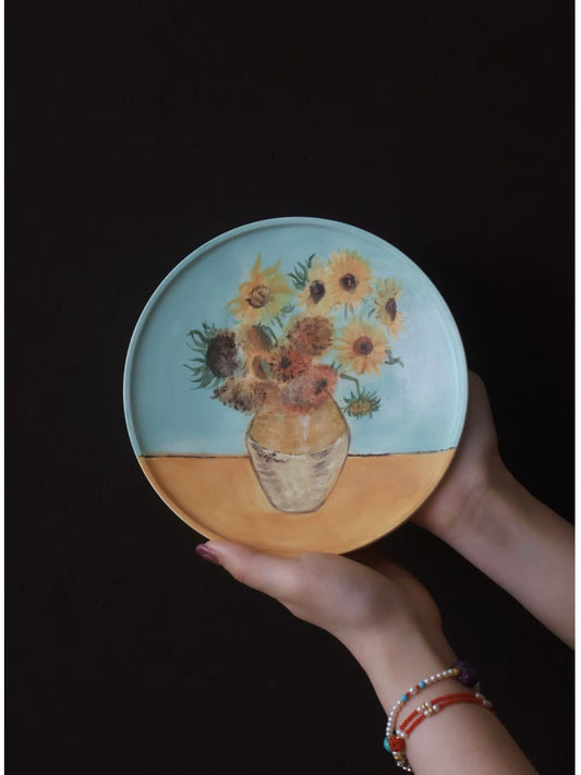 Hand-Painted Decorative or Dining Plate – Van Gogh Sunflowers