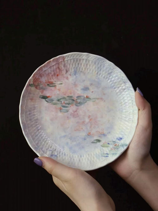 Hand-Painted Decorative or Dining Plate – Monet Water Lilies