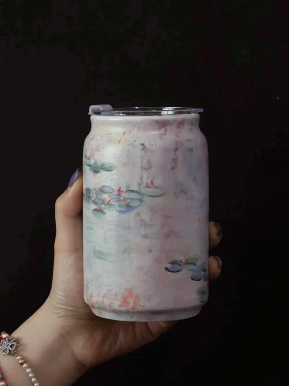 Hand-Painted Ceramic Tumbler – Monet Water Lilies