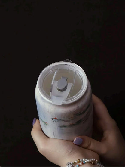Hand-Painted Ceramic Tumbler – Monet Water Lilies