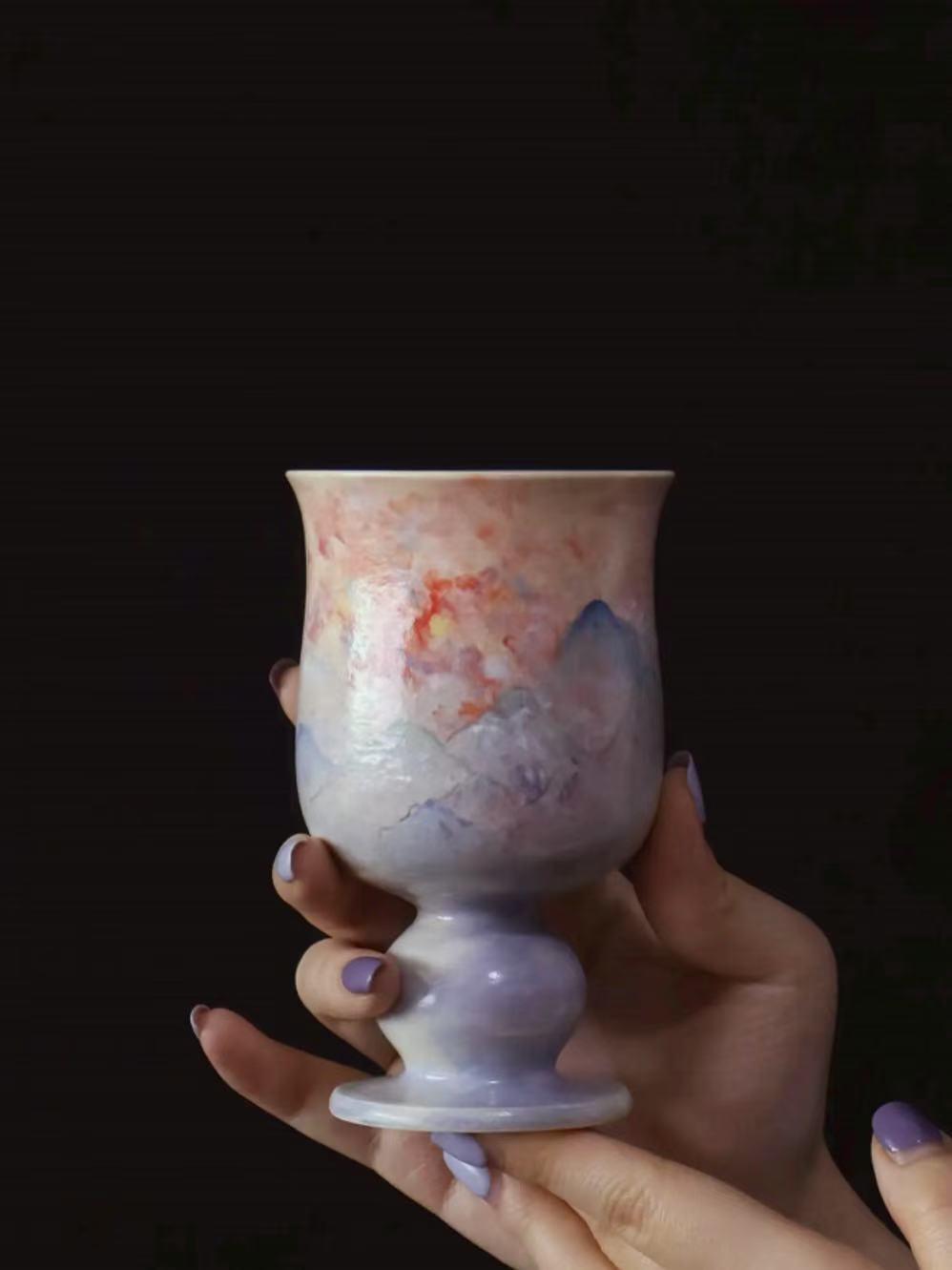 Hand-Painted Ceramic Goblet – Thousand-Mile Landscape