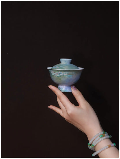 Hand-Painted Water Lilies Cup with Lid – Monet Series